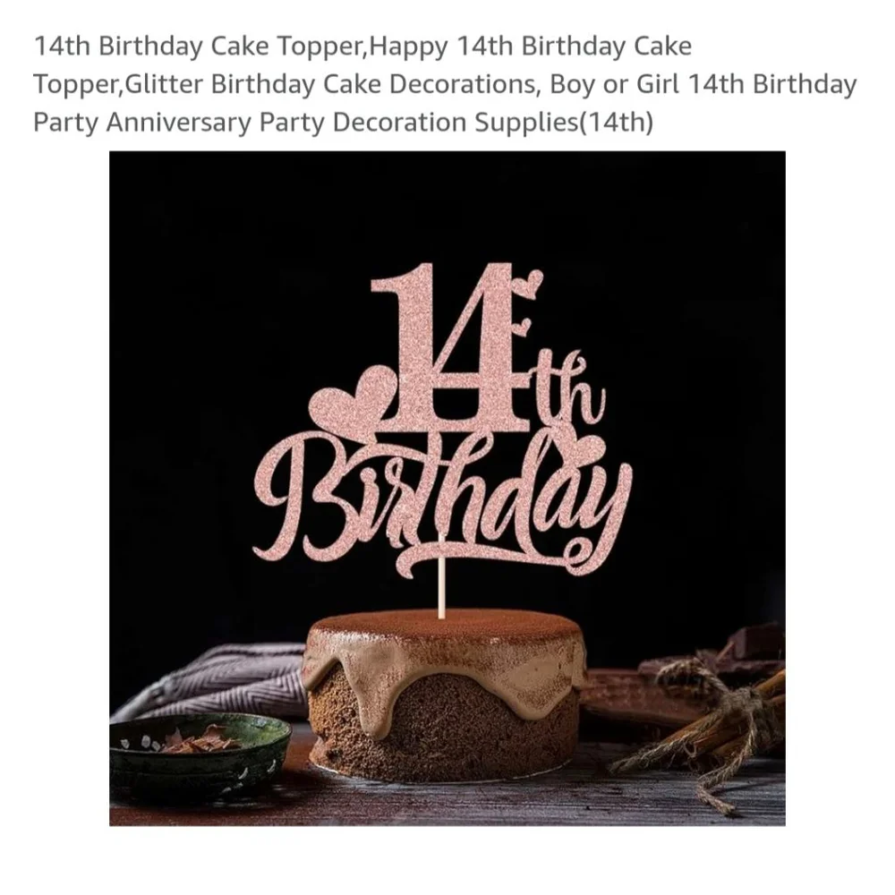Rose‎ Gold 14th Birthday Cake Topper